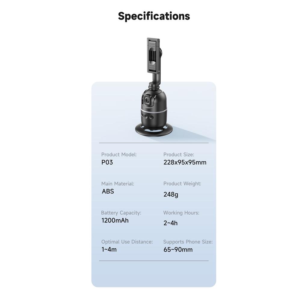 Mobile Phone Universal Joint Stabilizer, AI 360 Follow Selfie Stand, Facial Tracking Mobile Phone And Camera Desktop Universal Joint