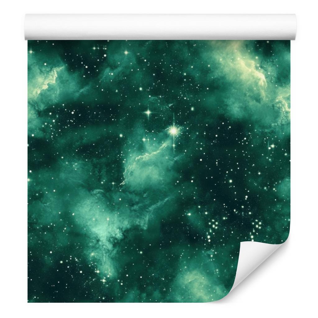 Watercolor Galaxy Wallpaper in Sea, Turquoise and Green 50x1000