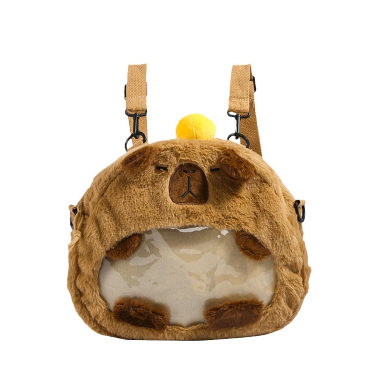 

Милая кукла мультяшная плюшевая сумка милая на плечо через плечо сумка для девочек 2025 новая на плечо периферийная сумка для боли one size fits all коричневый