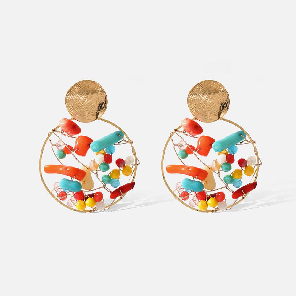 Geometric Trendy Dangle Earrings For Women Alloy Triangle And Oval Jewelry Statement