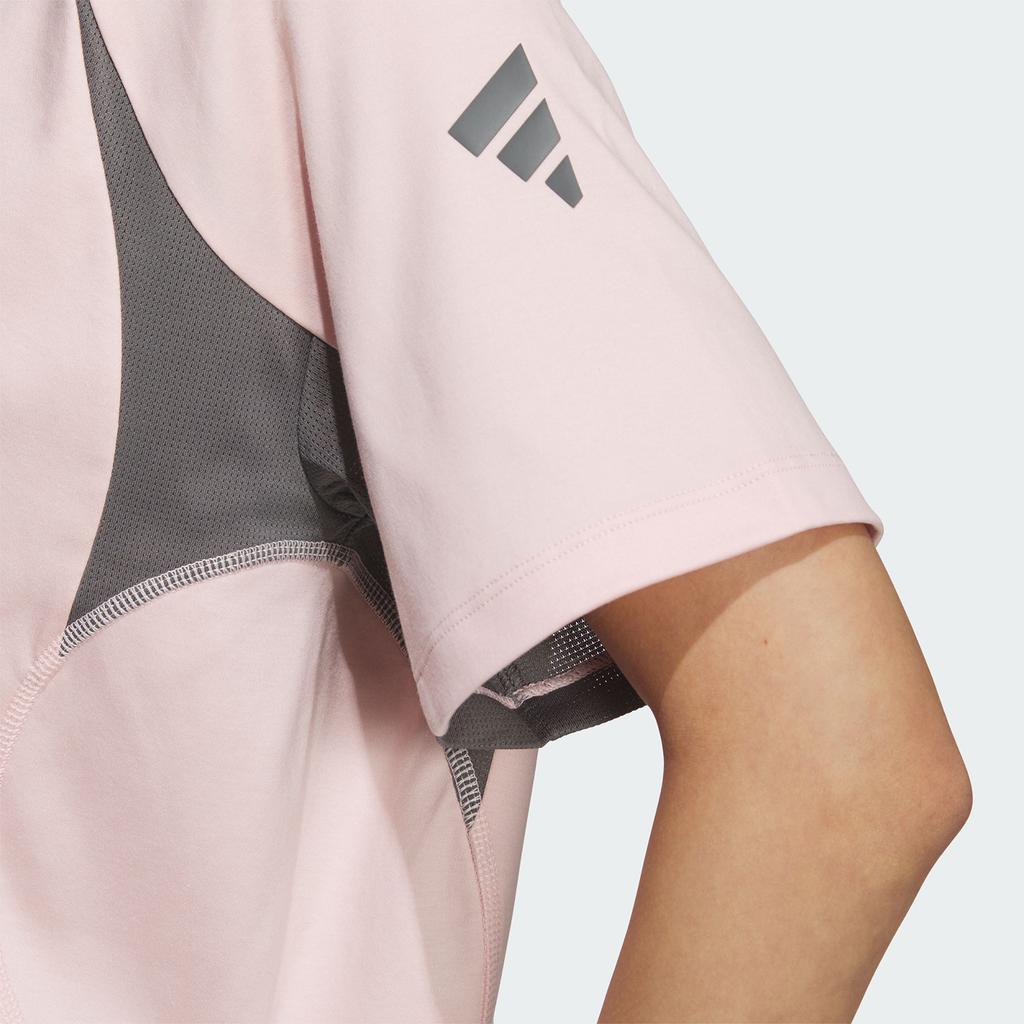 Adidas Logo Comfortable Breathable Round Neck Short Sleeve T-Shirt Women Tops Light-Pink JN3506