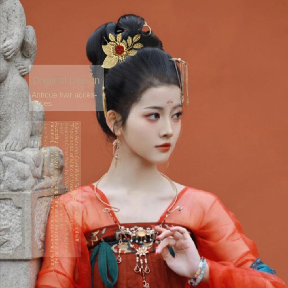 Gold Chinese Style Hairpin Floral Women Hair Stick Luxury Hanfu Hair Comb  Girl