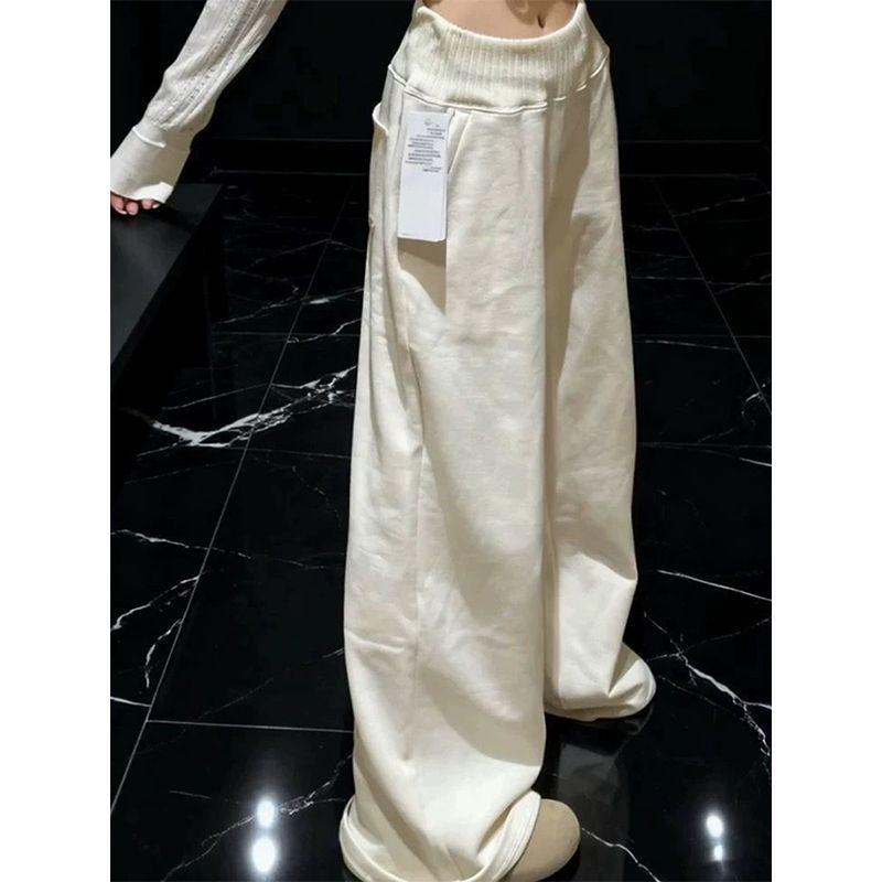 

2025 Unisex Velvet-Thickened Straight-Leg Sweatpants: Autumn/Winter Loose BF Lazy Style Casual Wide-Leg Pants S