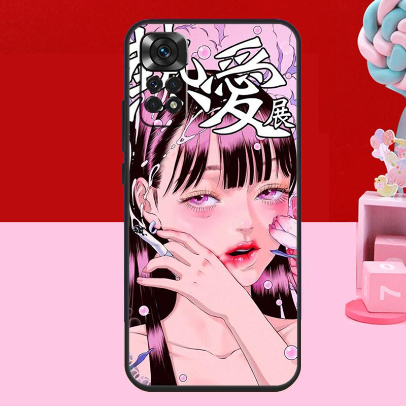 Cartoon Girl Aesthetic Case For Xiaomi Redmi Note 14 13 12 10 11 15 Pro Plus Redmi 15 C 10C 12C 13C 14C Soft Cover