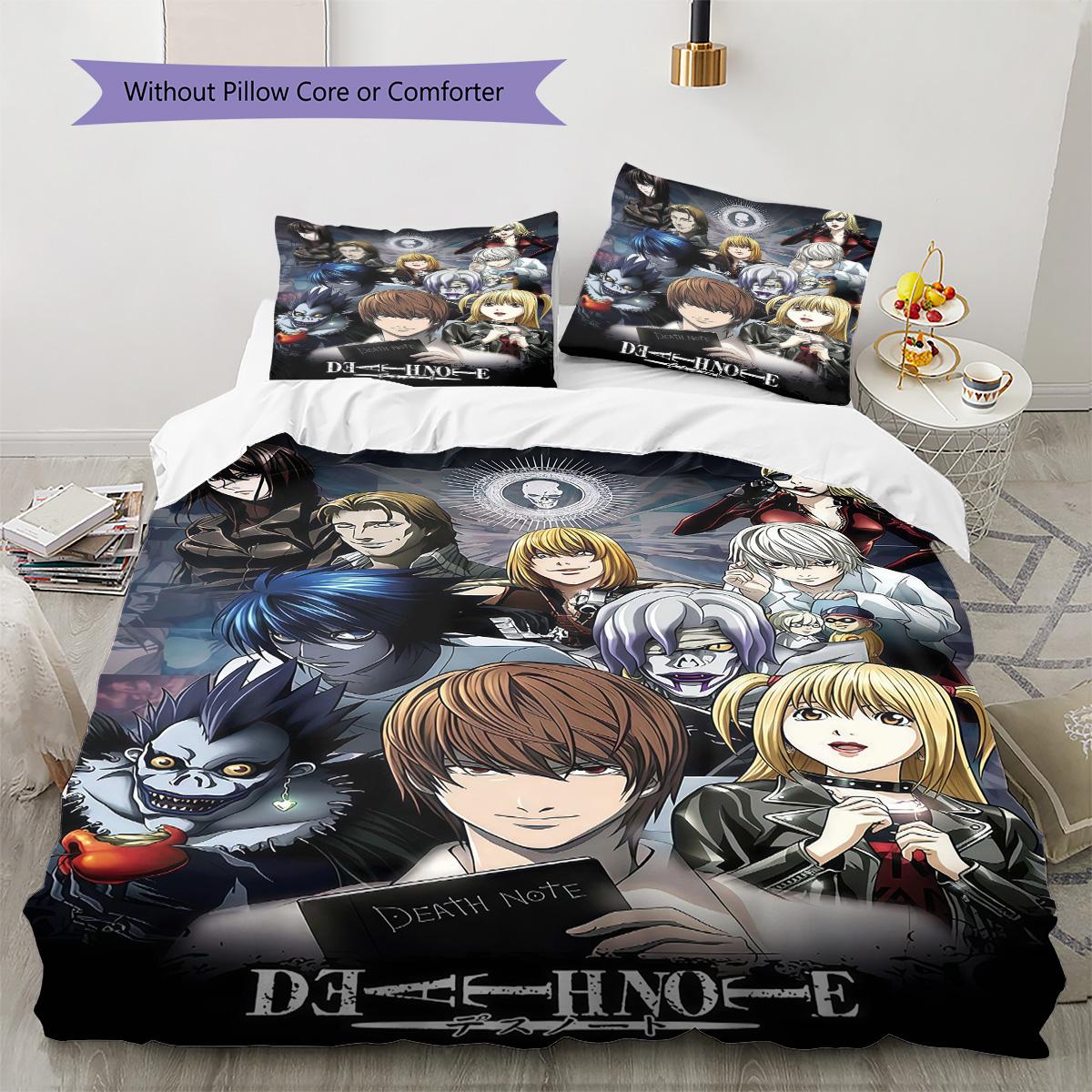 

Death Note Pattern Bedding Set Quilt Cover Pillowcase Home Decor Gift (1 * duvet cover + 2 * pillowcase, without core) 135x200cm