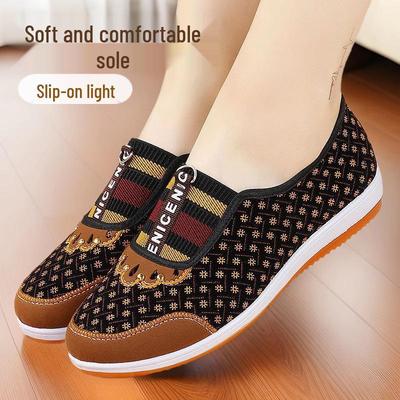 Spring & Autumn Soft Sole Slip-On Canvas Shoes for Middle-Aged and Elderly Women