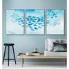 Abstract Poster Cartoon Blue Fish Group Canvas Painting Childlike Wall Art Pictures Print Room Decorative For Nursery Children