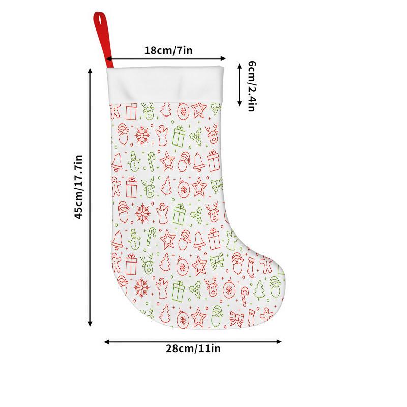Christmas Decoration Fireplace Hanging Stocking Christmas Stockings 1pc 45.72 Cm, Christmas Line Art Red Green Printed S