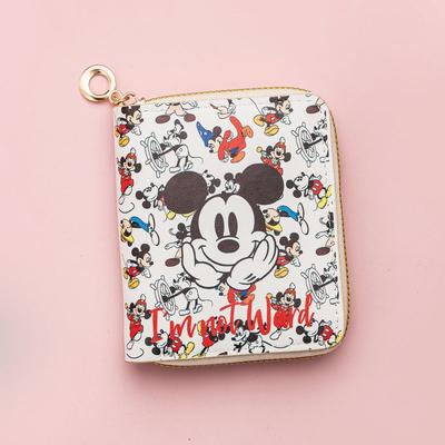Cartera corta, cremallera moderna y simple para estudiantes jóvenes, monedero de PU de dibujos animados, modelo nuevo.