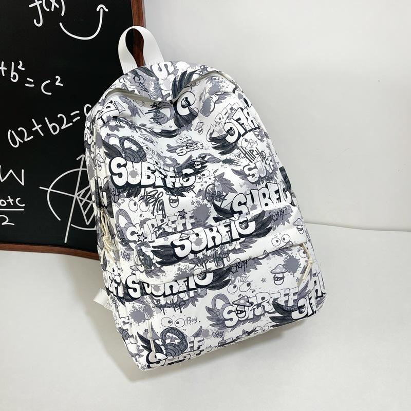 Schoolbag Women's Fun Graffiti Backpack American Lightweight Junior High School Student School Bag Niche Design Versatile Trend Backpack