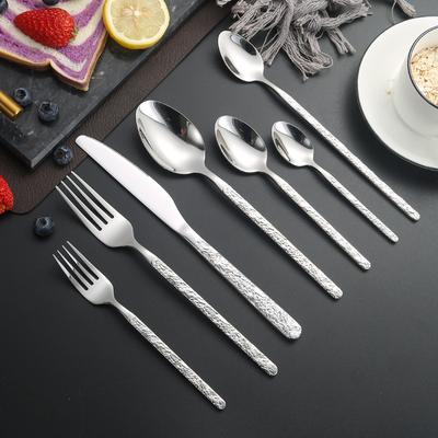 Helle 201 Edelstahl Geprägte Stein Messer, Gabeln und Löffel Zubehör Westliches Besteckset Steakmesser, Gabeln und Eislöffel