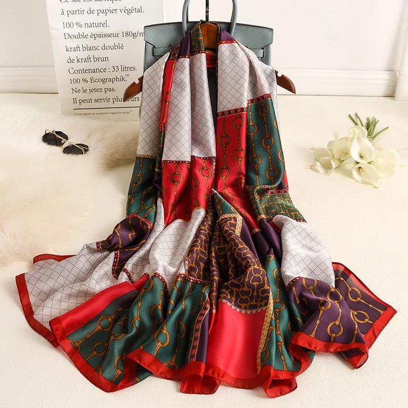 Spring Dustproof Print Shawls Winter Ethnic Style Satin Scarves Fashion Sunscreen Beach Towel Popular 180X90Cm Big Bandanna
