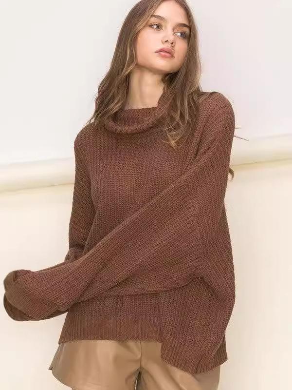 2024 Fall/Winter Women's Chunky Knit Oversized High Neck Sweater