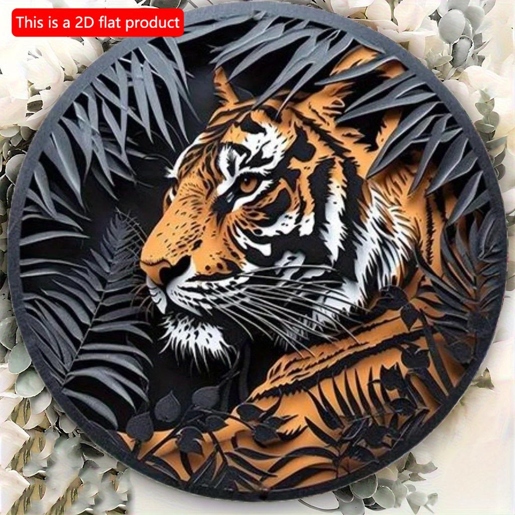2d Flat 20*20cm, Round Wooden Sign, Lion Sign Decor Gifts Theme, for Hotel, Cafe, Home, Kitchen, Garden, Bedroom, Bar Wall Decor.