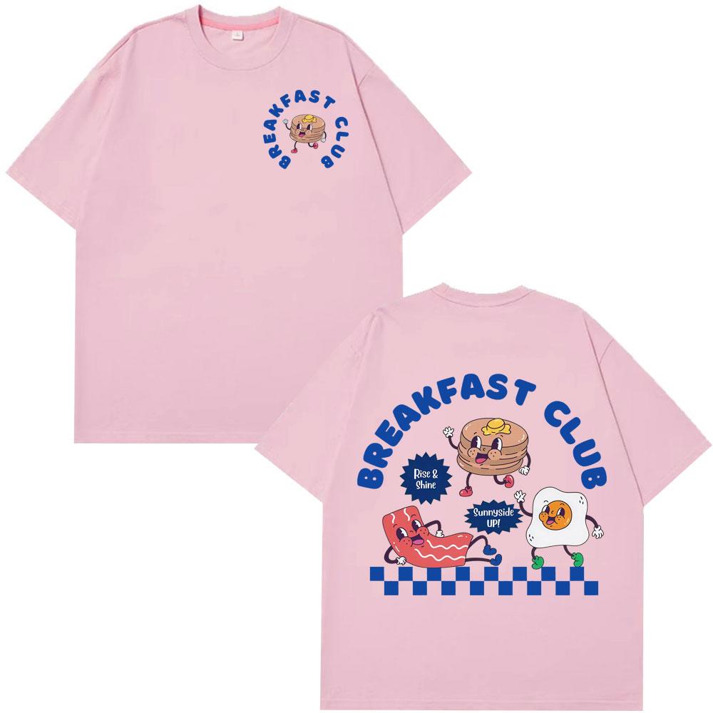 Men's and women's fashionable loose cartoon breakfast club fun cotton T-shirt