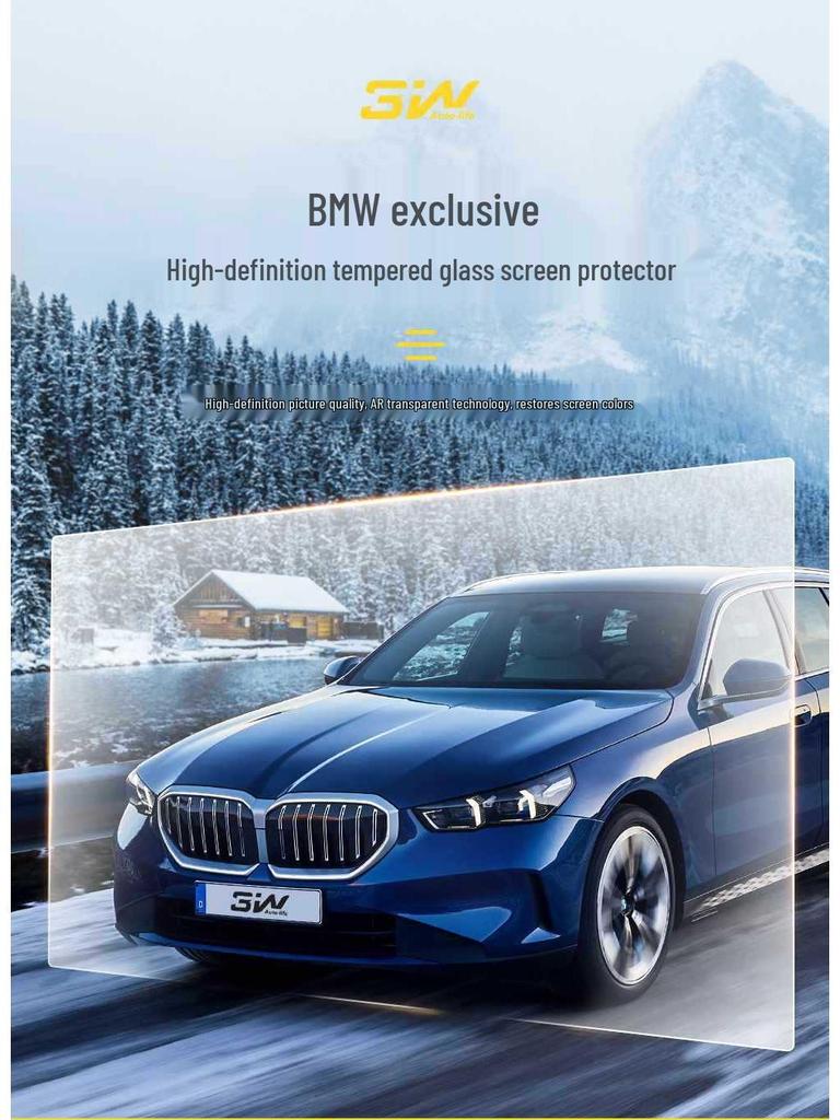 3W HD Tempered Glass Screen Protector for BMW Center Console: Compatible with 3, 4, 5, 7 Series, M3, M5, IX1, X5, X6, X7, i3, i4.