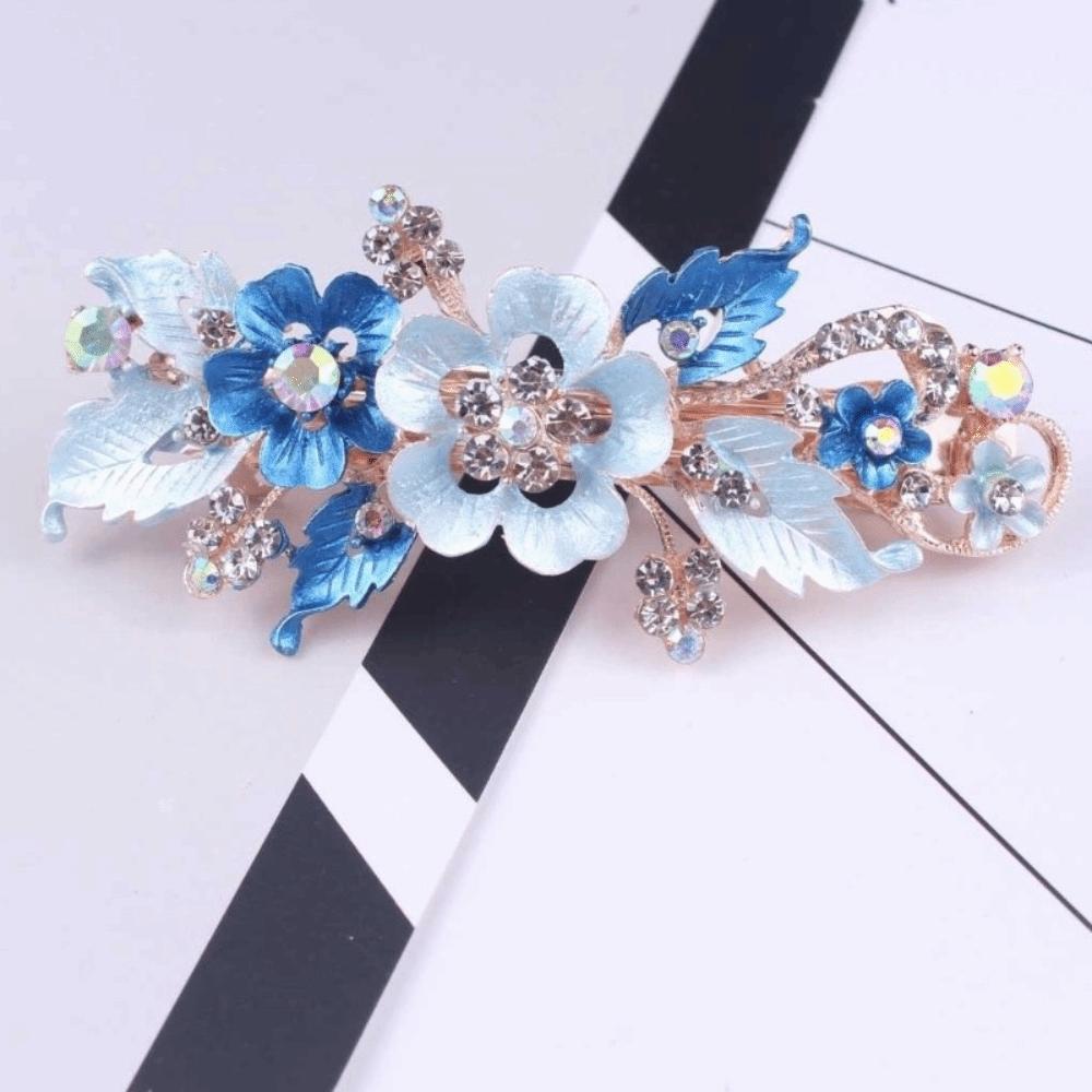 Oil Drip Design Zinc Zinc Alloy Hair Clip Floating Rhinestone Women's Headwear Floral Spring Clip  Party