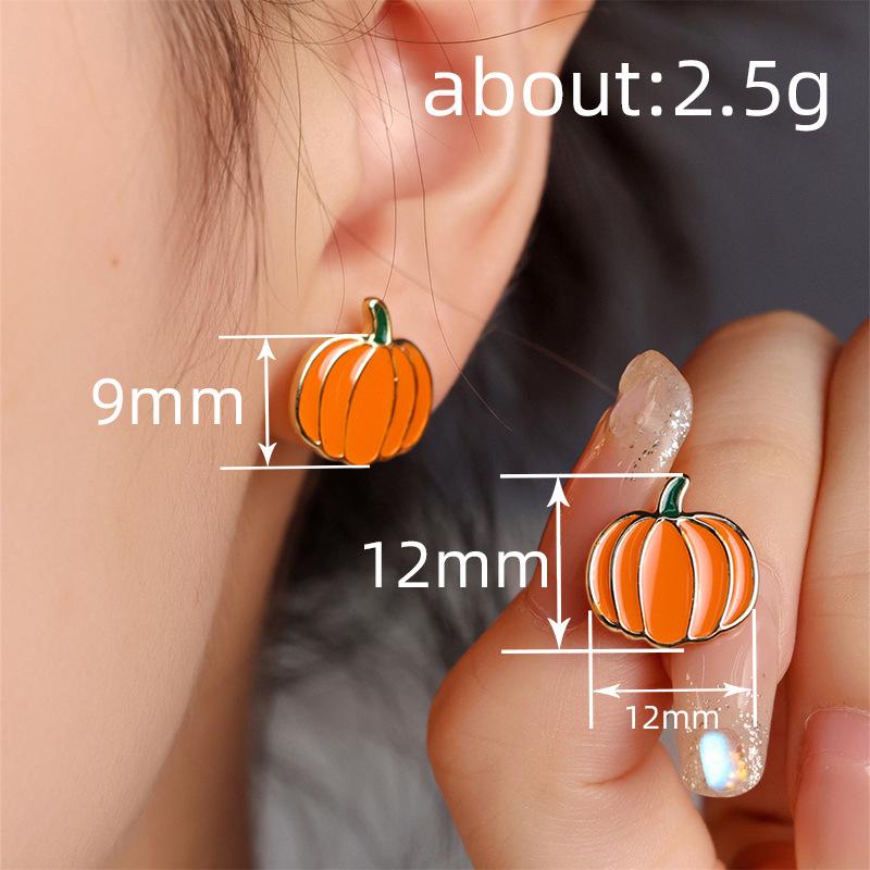 Christmas, Halloween, Realistic Pumpkin Stud Earrings, Fashionable Holiday Gifts, Popular Matching Earrings