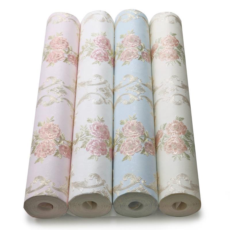 Self-adhesive 3D European Style Non-woven Fabric Wallpaper Bedroom Home Living Room TV Background Renovation Wall Sticker