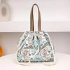 WTEMPO Fashion Printed Lightweight Handbags Women's Embroidered Drawstring Bento Bags Commuting Travel Lunch Box, Storage, Hand-held Cloth Bags