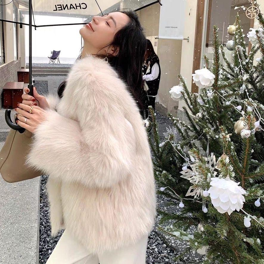 Winter new imitation fur coat women's imitation fox hair fashion temperament warm long hair top trendy cotton