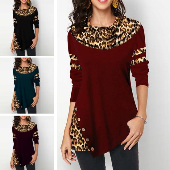 

Женская блузка на пуговицах с длинным рукавом и леопардовым принтом, верхняя футболка