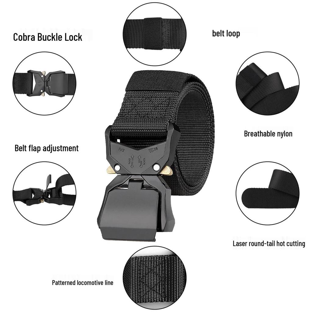 Men’s Tactical Quick-Release Nylon Belt with Cobra Alloy Buckle