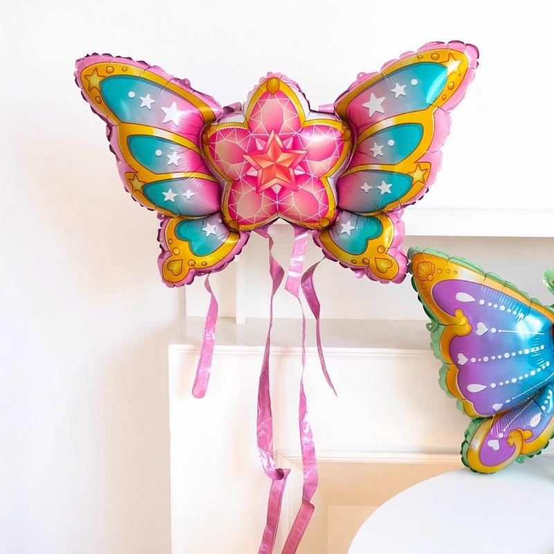Angel, Fairy, Butterfly Wings, Holding A Stick, Balloon, Girl, Child, Taking Photos, with A Balloon on The Back