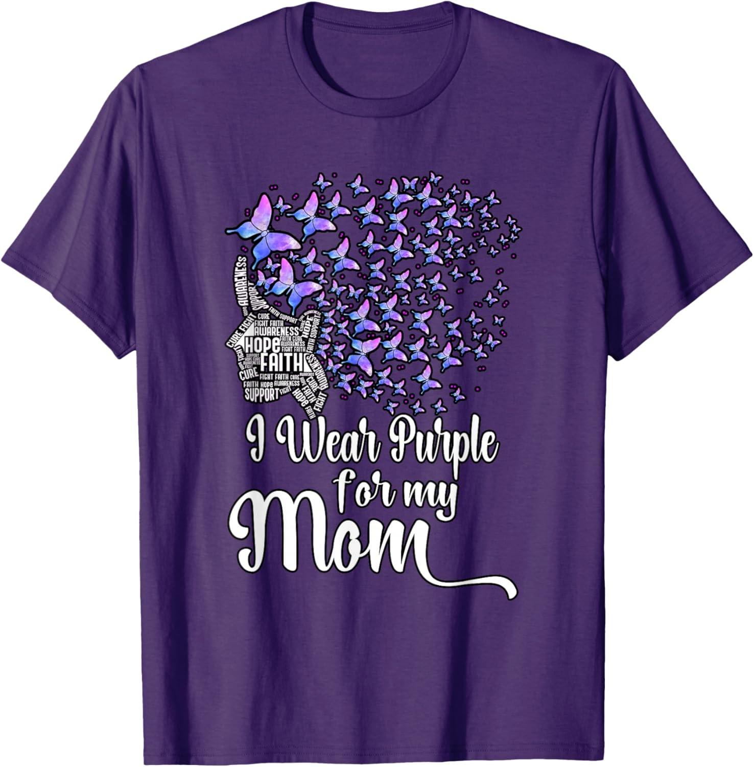 I Wear Purple For My Mom Alzheimers T-Shirt S разноцветный