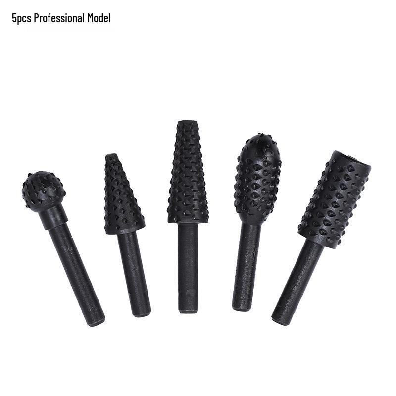 5-Piece Woodworking Rotary Burr Set - Irregular Shape Carving & Grinding Heads