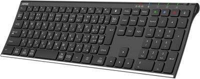Arteck Bluetooth Japanese Stainless Compatible with Windows Tablet Rechargeable Can Be Used for 6 Months Keyboard, Layout, Multi-Device, Steel,