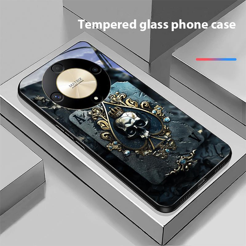 Skeleton Pendant For Honor Magic 6 50 70 90 Lite X7b 200 Pro Nova 10 Nova 5T X6 P30 Pura 70 Ultra Tempered Glass Phone Case