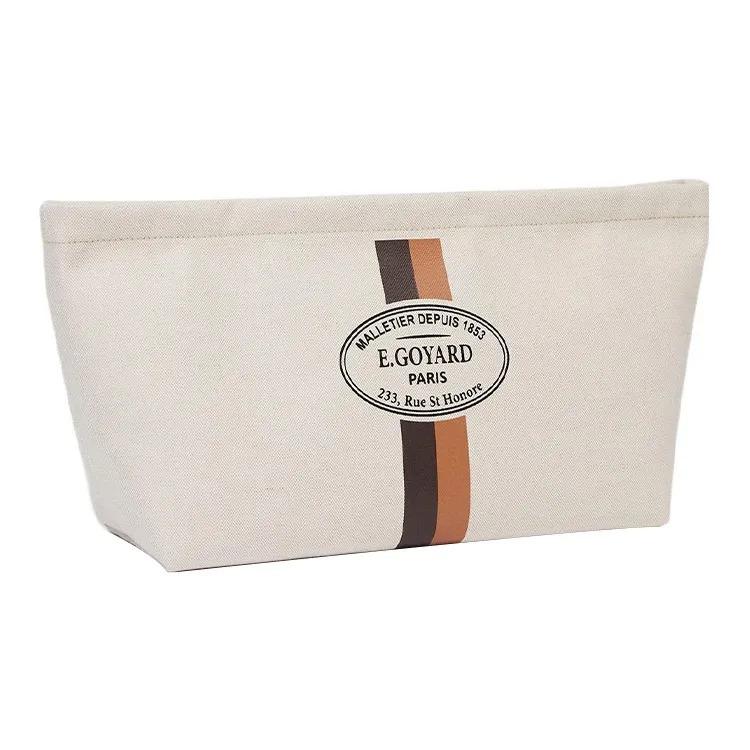 GOYARD Nécessaire Logo Zipper Clutch Bag Cotton Handbag Organizer Unisex Couple's Style Beige Compatible with Small and Large Tote Bags