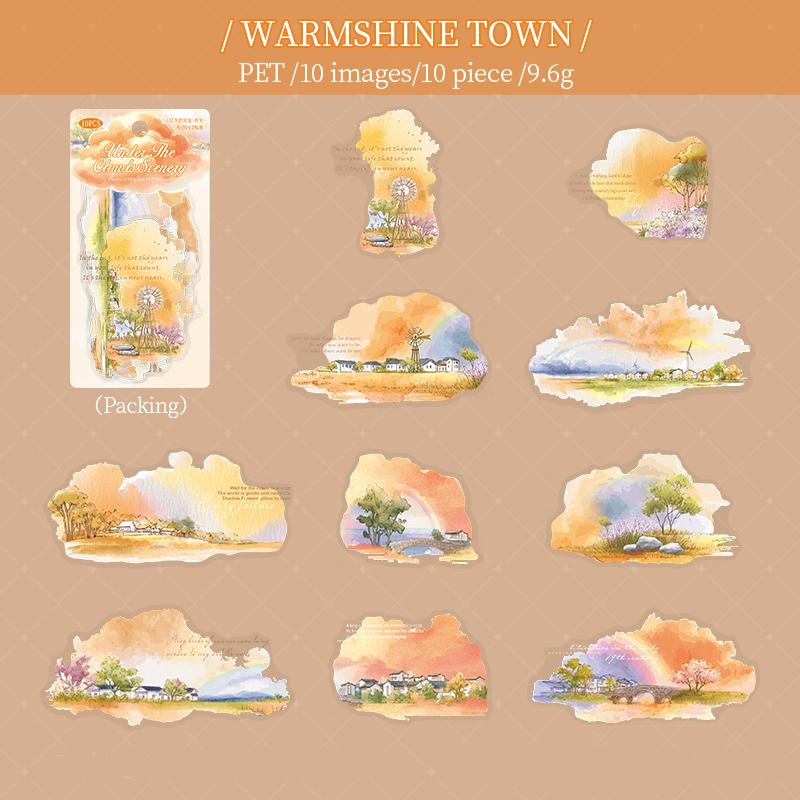 

6 Styles Scenery Under Clouds Theme PET Sticker Booklet Decoration Suitable For Stationery Box Stickers Desktop Diary Decoration