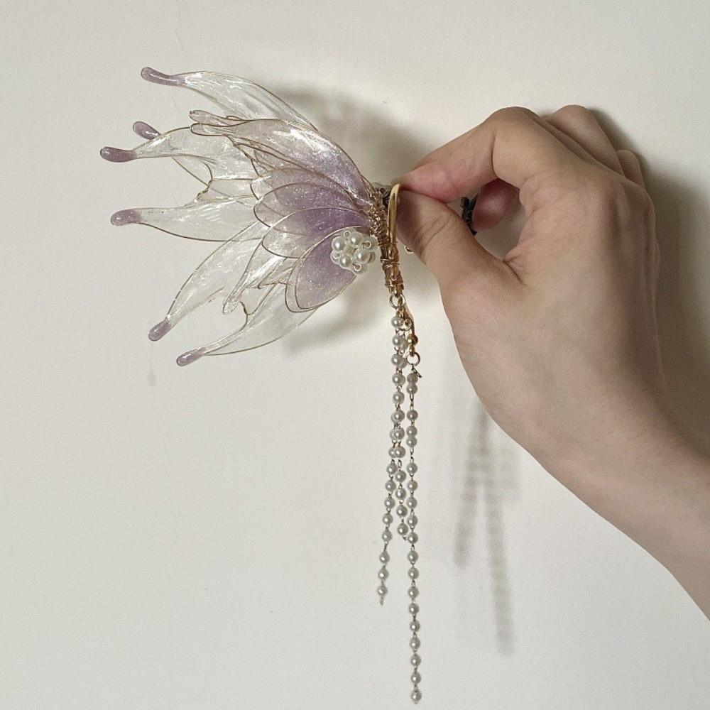 Flower Ear Fins Ear Cuffs Fairy Elf Pearl Tassel Ear Clips Mermaid Princess Ear Cuffs  Cosplay