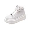 White high-top velvet winter shoes middle school students warm leather two cotton shoes thick-soled non-slip couple