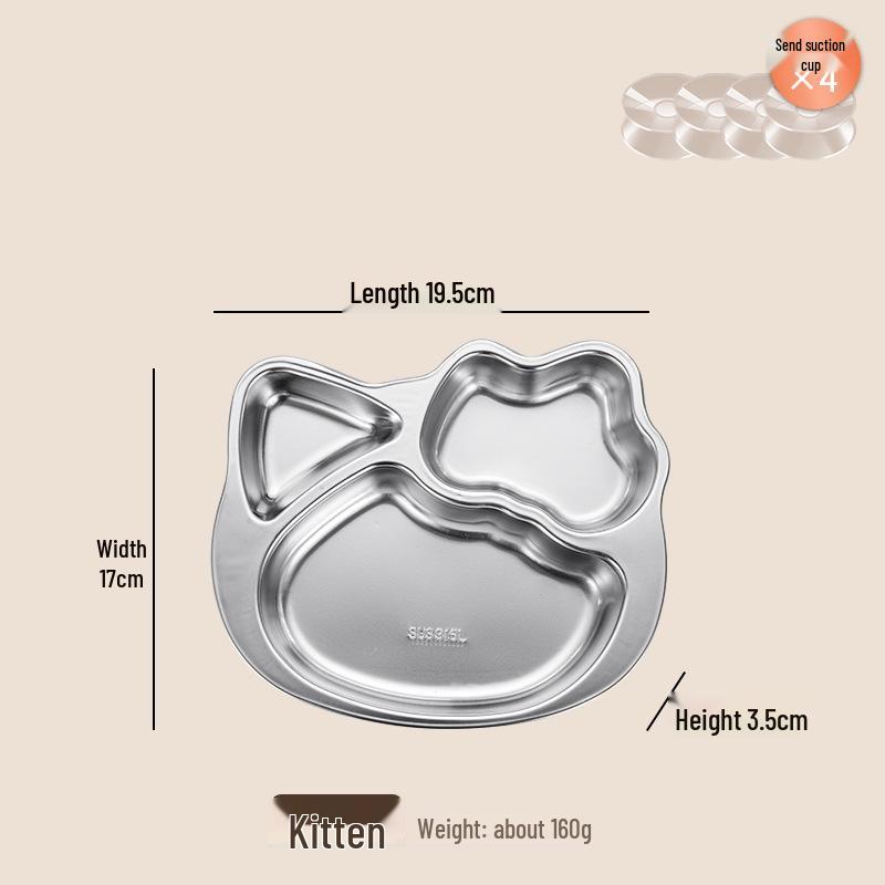 316 Stainless Steel Children's Divided Plate - Food Grade Infant Tableware for Boys & Girls