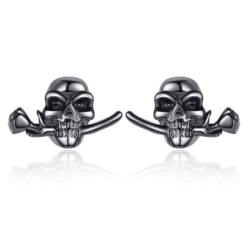 Retro Trend Women's Hip-hop Personality Skull Pendant Earrings Fashion Ring