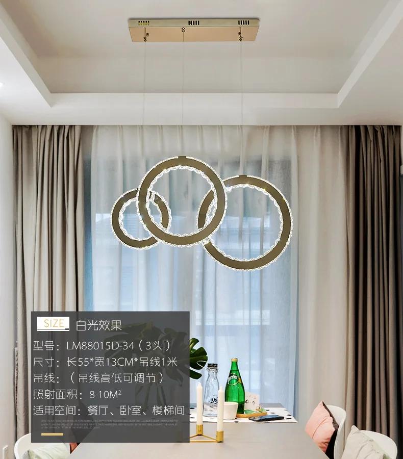 Lustre Led Pendant Lumini pentru Sufragerie Moderne Cristale de Lux Suspendare Cerc Oțel Led Pendant Candelabru Lampă de iluminat