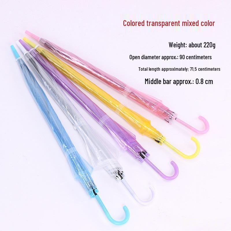 Long-Handed Transparent Umbrella with UV Protection for Women & Kids