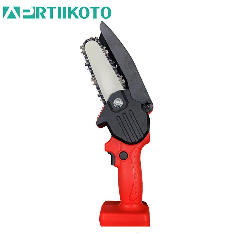 

APRTIIKOTO 4-дюймовая мини-электрическая цепная пила, аккумуляторная, для деревообработки, обрезки, одинарная ручная пила, садовый инструмент