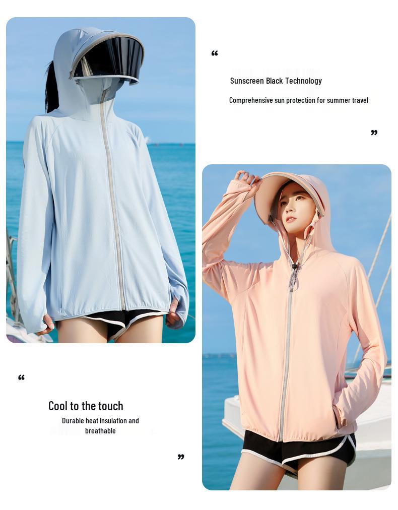 Women's UV Protection Ice Silk Sun Hoodie with Full Face and Neck Coverage
