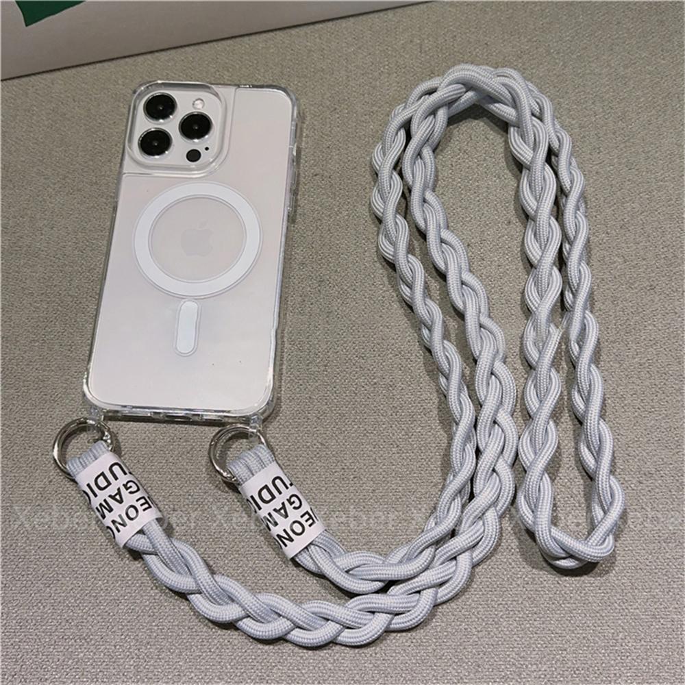 Crossbody Necklace Lanyard For Magsafe Magnetic Wireless Charging Case For iPhone 17 Air 16 15 11 12 13 14 Pro Max Clear Cover