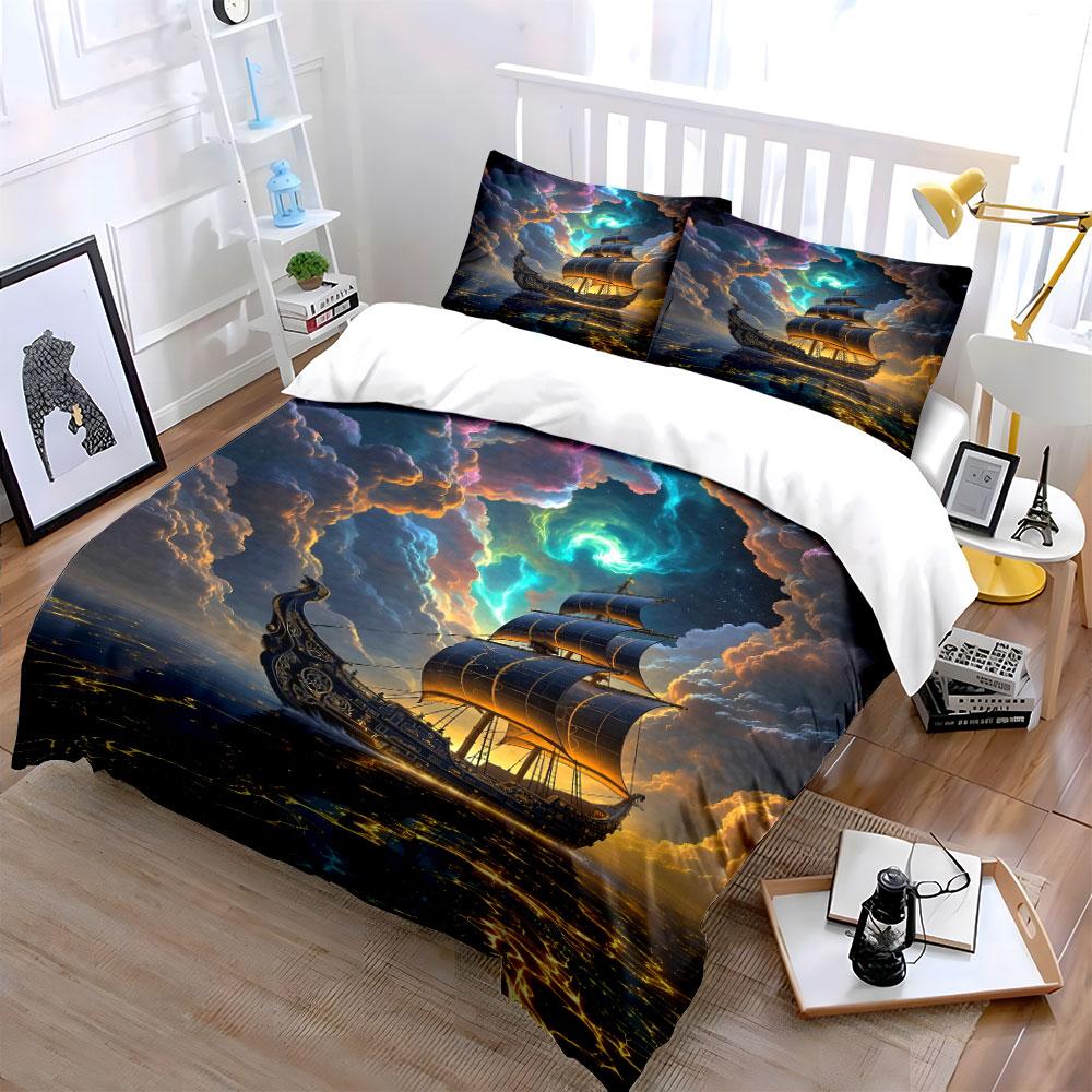 Sailing ship amidst clouds. Bedding sets Duvet cover sets Duvet covers Pillowcases(1 * Duvet Cover 2 * Pillowcases without duvet insert)
