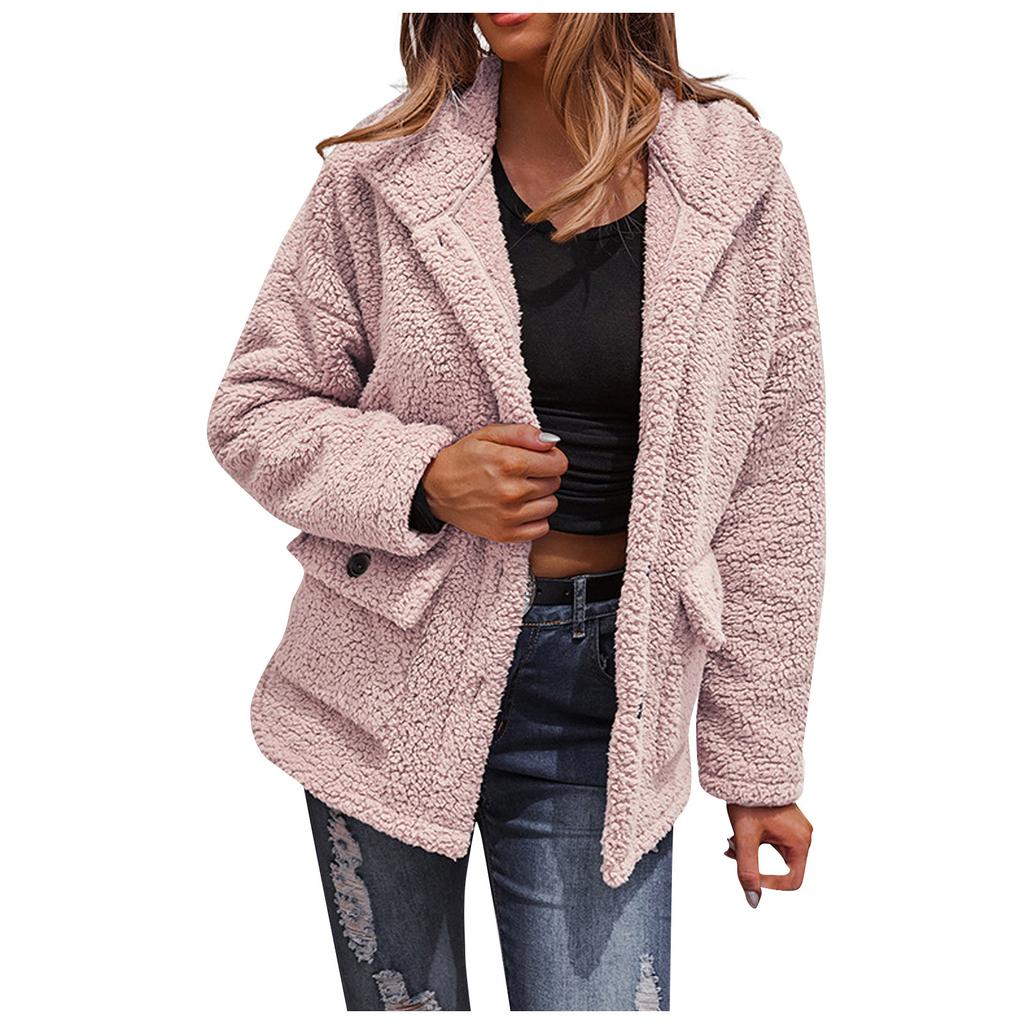 Fashion Women Color Thick Coat Casual Warm Sweater Sweater With Pockets