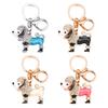 Keychain Pendant 3D Cartoon Poodle Dog Design Sparkling Rhinestones Inlaid Key Chain
