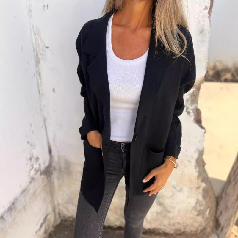 Women S Casual Versatile Lapel Pocket Long Sleeve Jacket