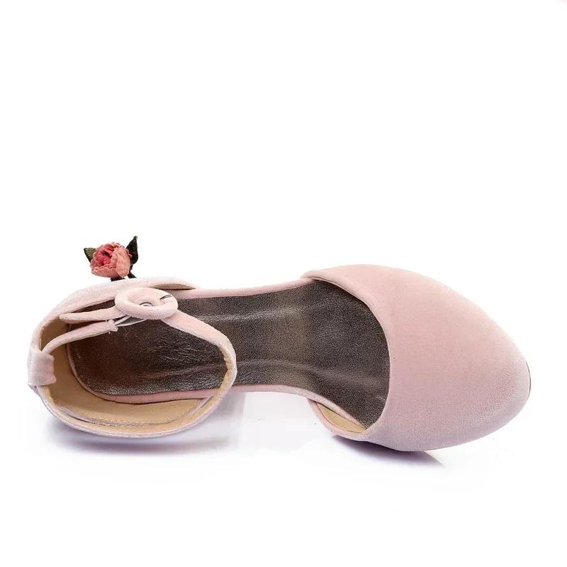 Fashion Fashion Flower Spring/summer Sandals Hollow High Heels Golden Velvet Round Toe Women Pumps Shoes Large Size 34-43 Women Sandals