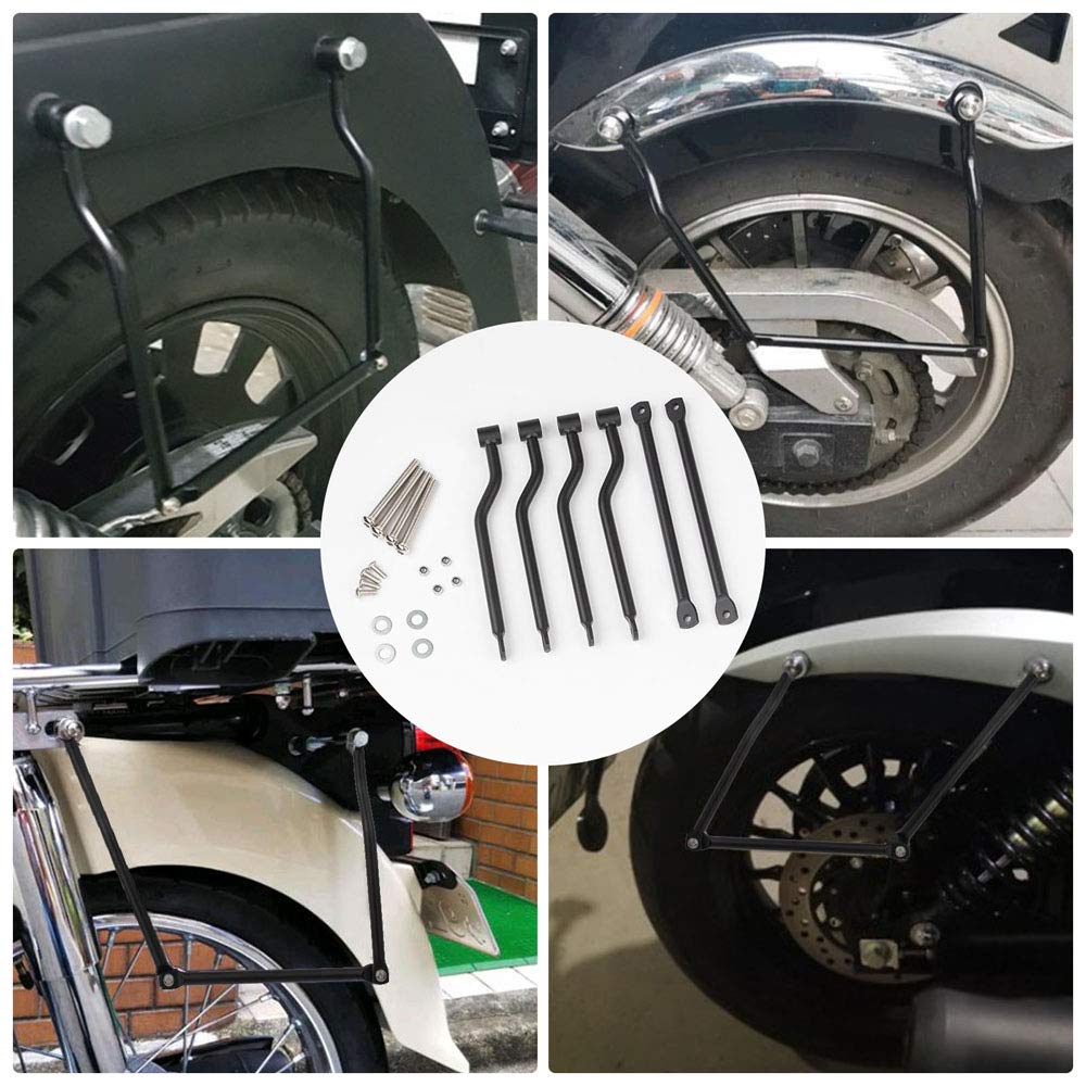Universal Side Bag Support Motorcycle Accessories Modified Metal Plated Side Bag Rack Strong 2 Pairs Set (Matte Black)
