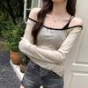 Mesh polka dot slim fit slightly see-through sexy long-sleeved T-shirt for women in summer niche versatile short pure desire bottoming shirt top